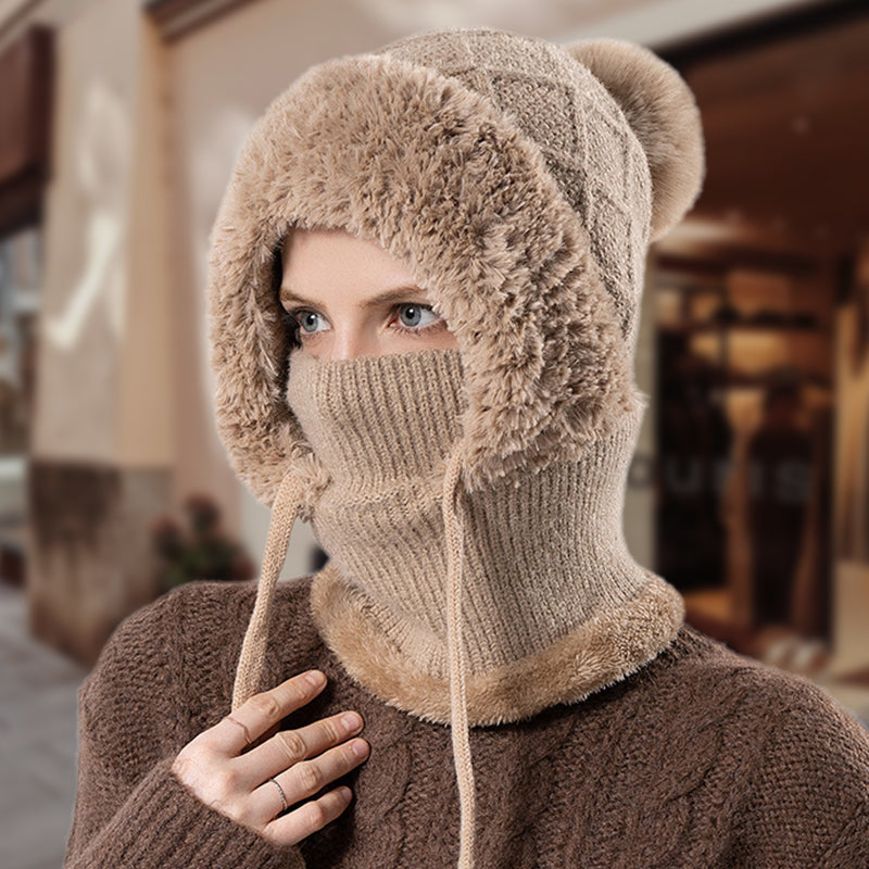 🔥Stylish Chunky Winter Knit Hat - With Warm Face Cover and Scarf