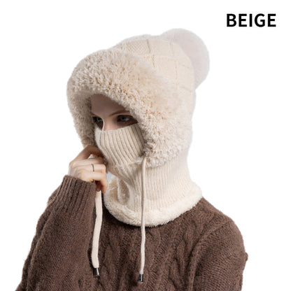 🔥Stylish Chunky Winter Knit Hat - With Warm Face Cover and Scarf