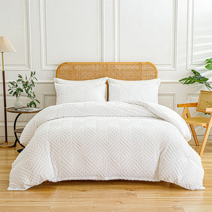 3-Piece Cutwork Tufted Bedding Set