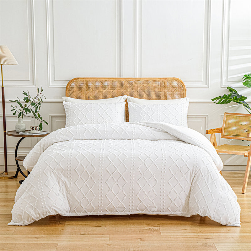 3-Piece Cutwork Tufted Bedding Set