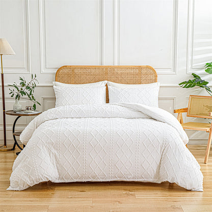 3-Piece Cutwork Tufted Bedding Set