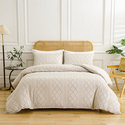 3-Piece Cutwork Tufted Bedding Set
