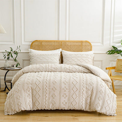 3-Piece Cutwork Tufted Bedding Set