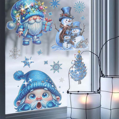 Christmas-Themed Glittering Window Stickers 9 PCS Set
