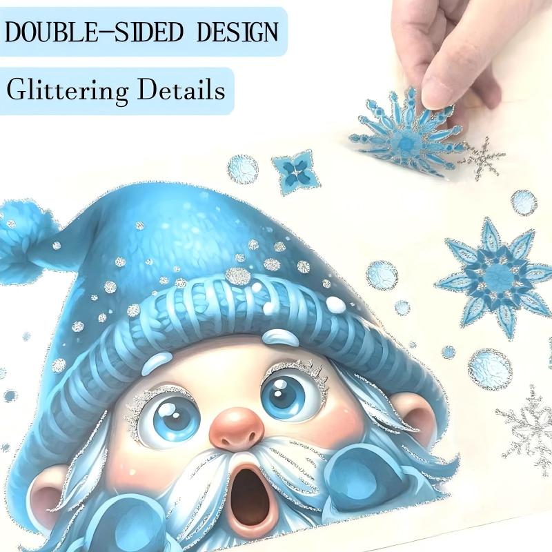 Christmas-Themed Glittering Window Stickers 9 PCS Set
