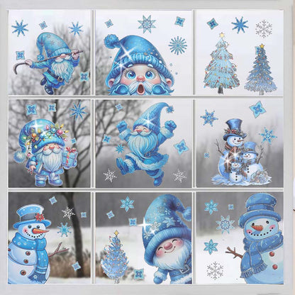 Christmas-Themed Glittering Window Stickers 9 PCS Set
