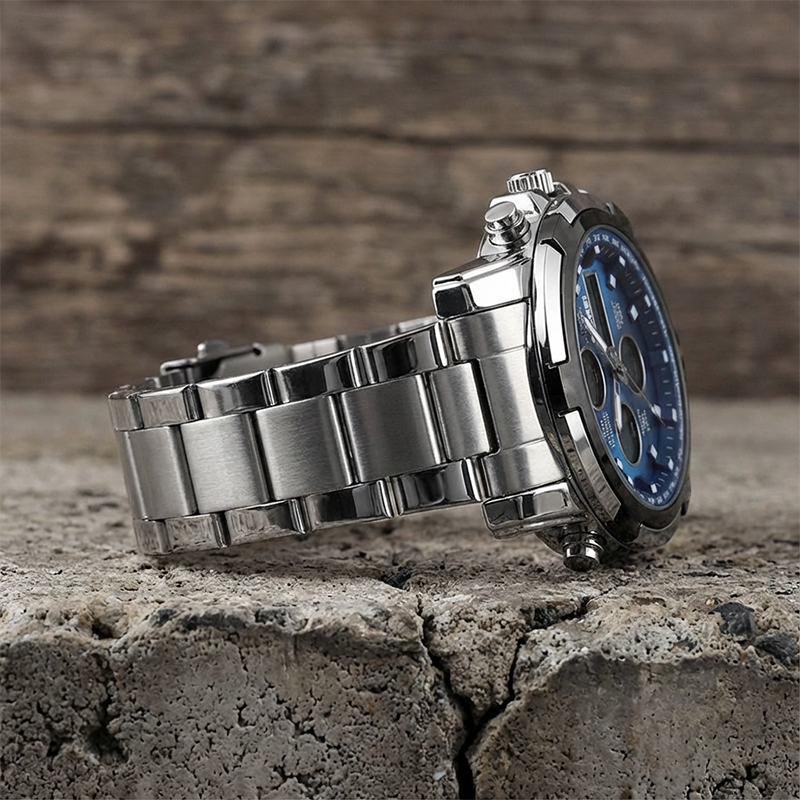 Waterproof Military Watch for Men – Analog-Digital, Stainless Steel & Shock-Resistant 🛡️