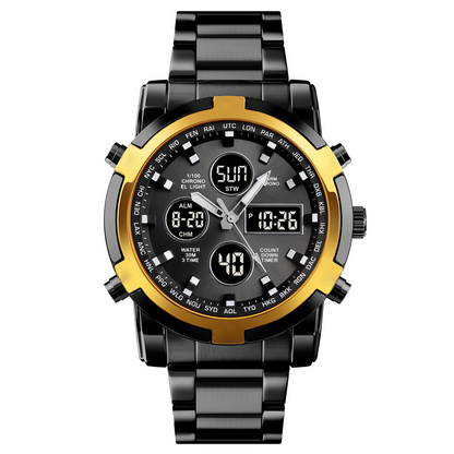 Waterproof Military Watch for Men – Analog-Digital, Stainless Steel & Shock-Resistant 🛡️