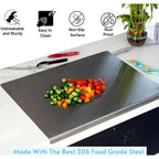 👩‍🍳🔪Must‑Have Cooking Tool！🥩🥦Safer, Cleaner & More Convenient!💥304 Stainless Steel Cutting Board
