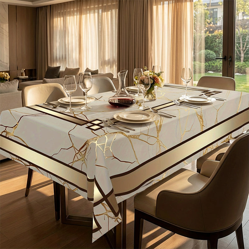Waterproof Marble-Print Tablecloth