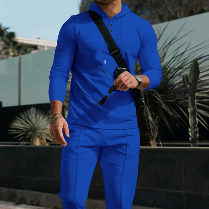 Men's Solid Color Hoodie Tracksuit 2-Piece Set