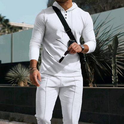 Men's Solid Color Hoodie Tracksuit 2-Piece Set