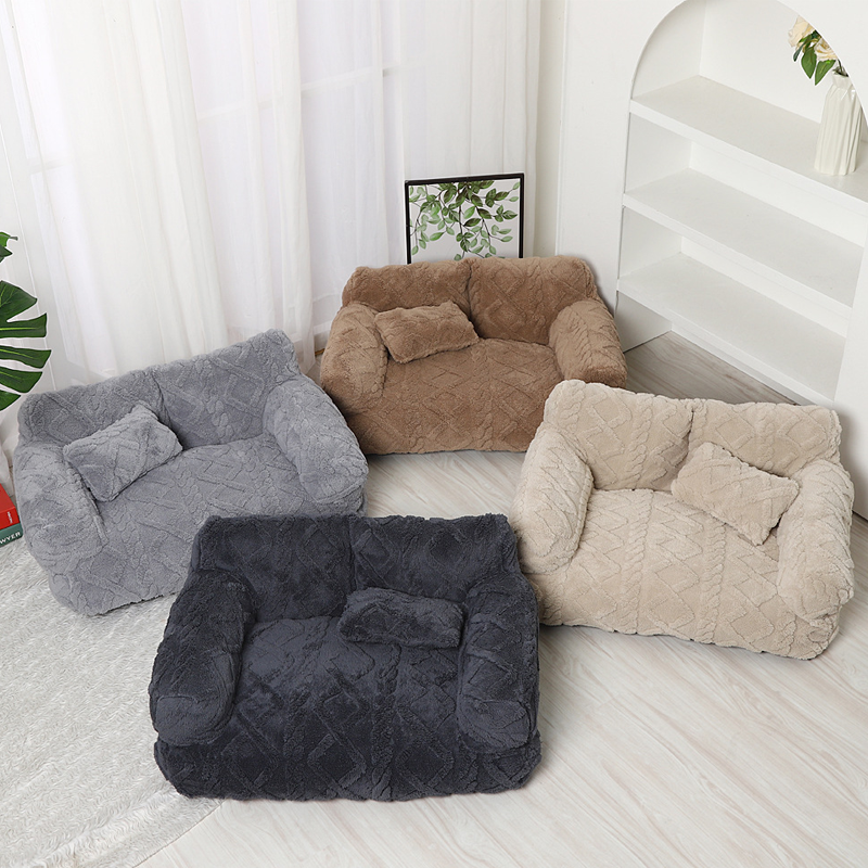 💎 Plush Calming Pet Sofa Bed – Raised Rim, Removable Cover & Non-Slip Bottom for Cats & Dogs 🛋️🐾