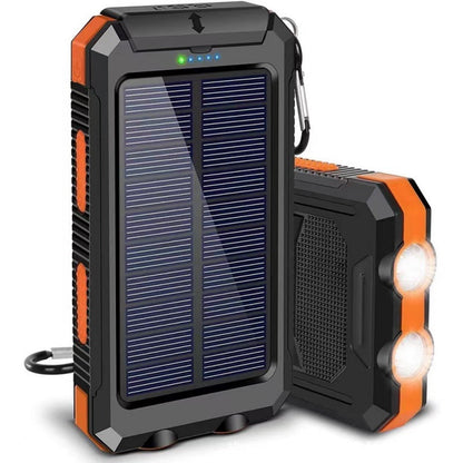 🔥10000mAh Portable Solar Power Bank, Solar Powered Charger with Dual LED Flashlights, Power Bank for Travel, Camping