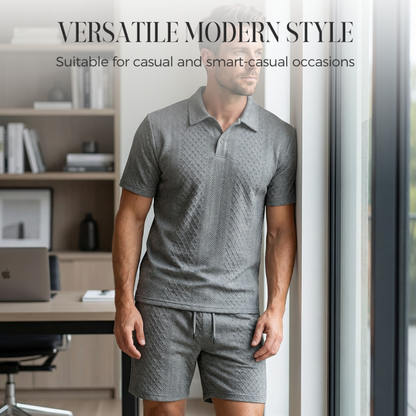 🩳Men's Diamond Print 2-Piece Set – Ready in seconds! Soft, breathable top with easy shorts.