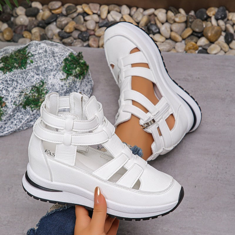Women's Fashion Breathable Wedge Sandals with Side Zipper Closure
