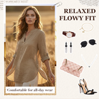 Casual Solid Color Button Side Slit Top