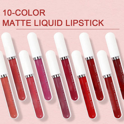 ⏳Time-Limited Special⏰10Pcs Matte Waterproof  Long Lasting Lip Gloss