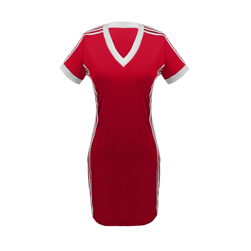 💥Women's Sporty V-Neck Bodycon Mini Dress