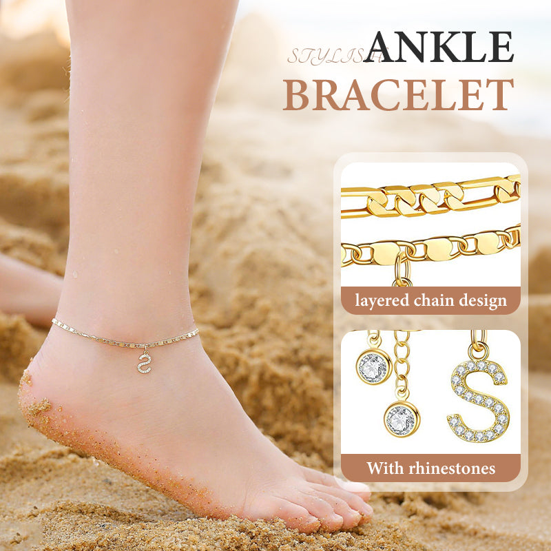 Layered Gold Ankle Bracelet for Women