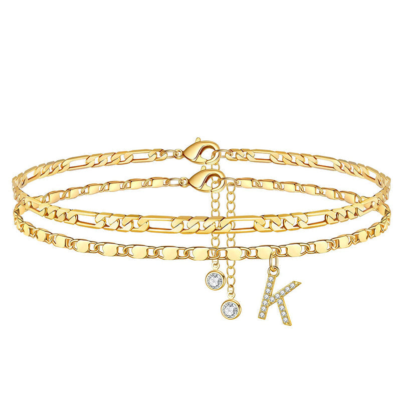 Layered Gold Ankle Bracelet for Women