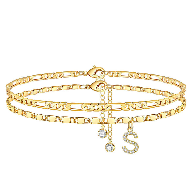 Layered Gold Ankle Bracelet for Women