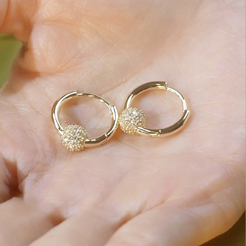 💍 Gold Circle Earrings with Small Ball – Delicate, Lightweight & Versatile ✨