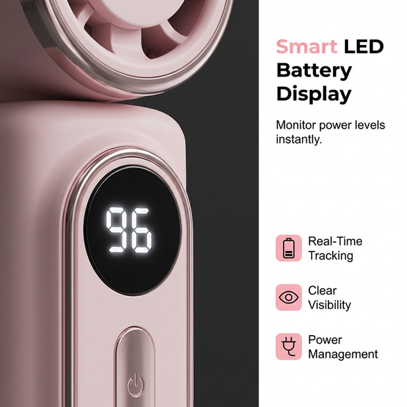 Portable Clip-On Fan with LED Display