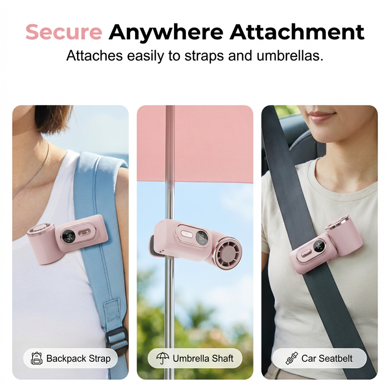 Portable Clip-On Fan with LED Display