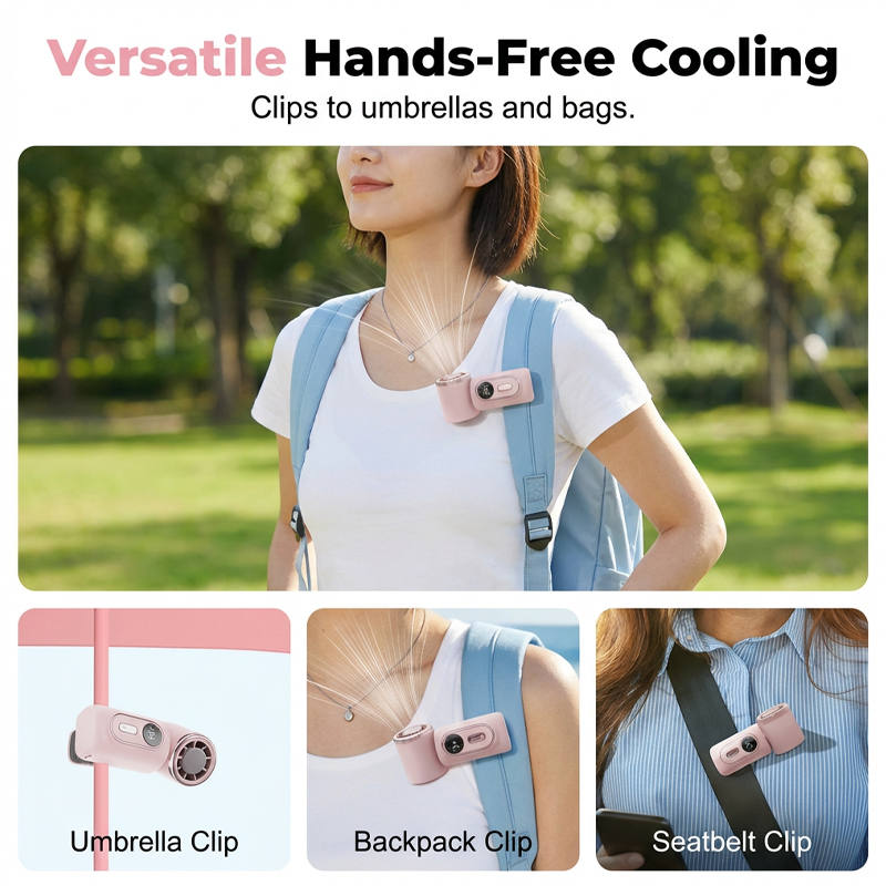 Portable Clip-On Fan with LED Display