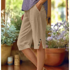 ⏳Time-Limited Special ⏰Women's Casual Solid Color Pocket Capri Pants