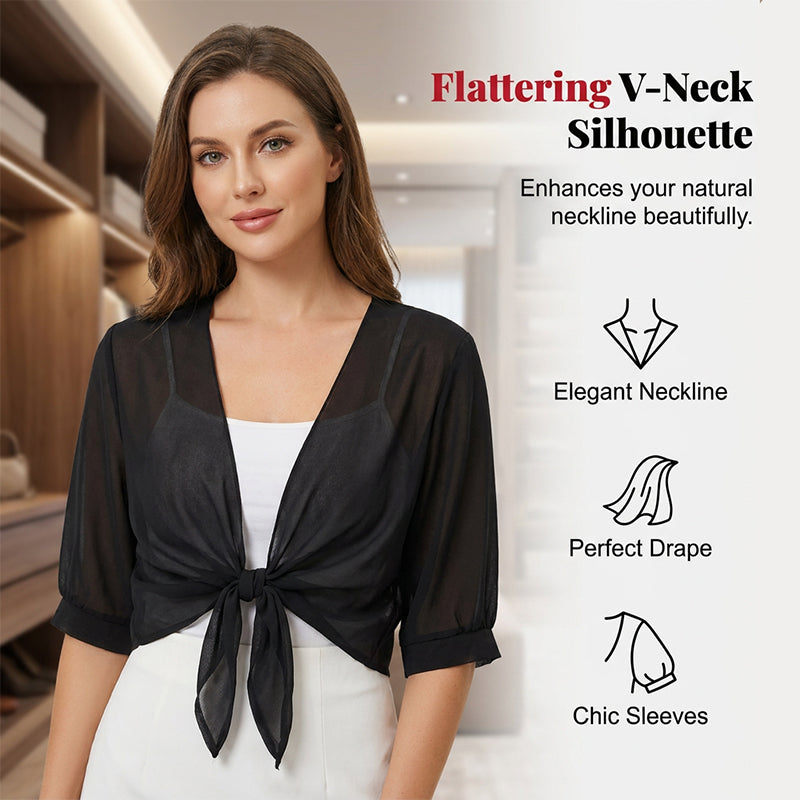 ⏳Time-Limited Special⏰Women's Chiffon Tie-Front Top – Summer Layering Essential 🍃