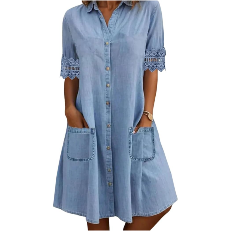 🔥Women's Casual Loose Fit Denim Dress with Pockets
