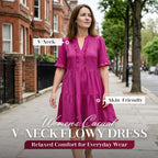 Women's Ruffle Trim V-Neck Tiered Dress