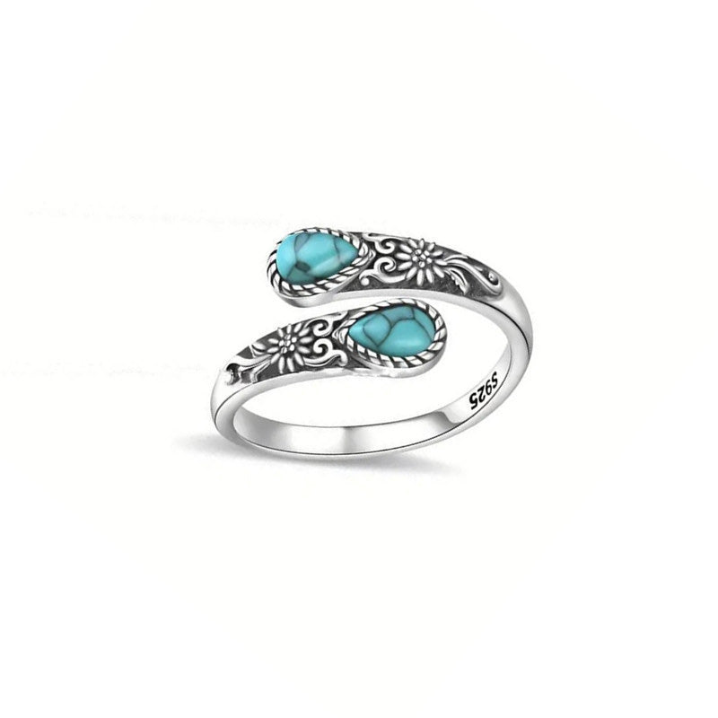 Vintage Adjustable Open Ring with Teardrop Glowing Zircon💧💍