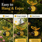 🐝💡Hanging Solar Bee Light – Warm Amber Glow, Flicker-Free, Perfect for Garden Parties, Camping, or Kids’ Rooms🌞