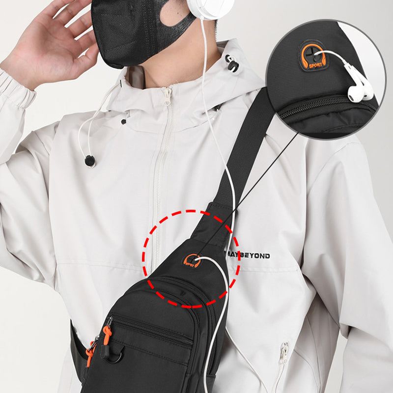 🎒✨ Waterproof Multi-pocket Crossbody Sling Bag – Organized Storage, Adjustable Strap, Headphone Jack 🌧️