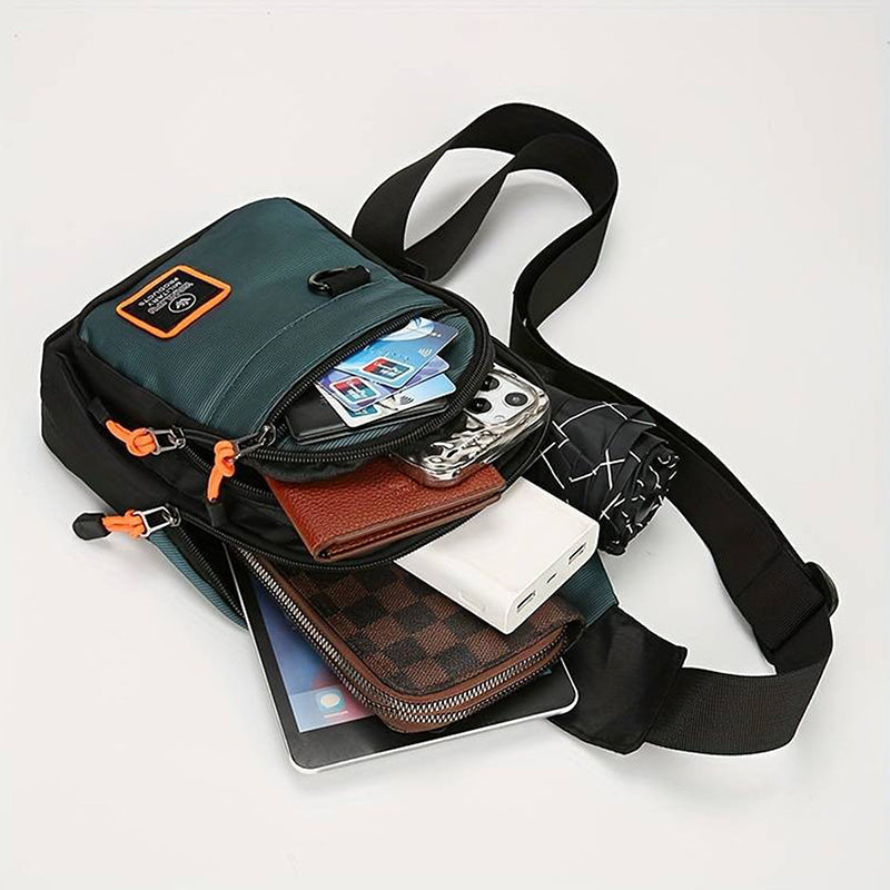 🎒✨ Waterproof Multi-pocket Crossbody Sling Bag – Organized Storage, Adjustable Strap, Headphone Jack 🌧️