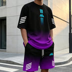 👕Men's Summer T-Shirt & Shorts Set – Gradient design, breathable & lightweight – Perfect for hot days & casual outings 🩳