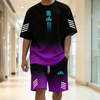 👕Men's Summer T-Shirt & Shorts Set – Gradient design, breathable & lightweight – Perfect for hot days & casual outings 🩳