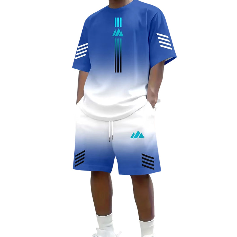 👕Men's Summer T-Shirt & Shorts Set – Gradient design, breathable & lightweight – Perfect for hot days & casual outings 🩳