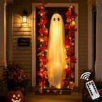 👻Hanging Halloween Ghost on Swing with Remote LED and Maple Leaves
