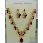 Sparkling Teardrop Pendant Necklace and Earrings Set