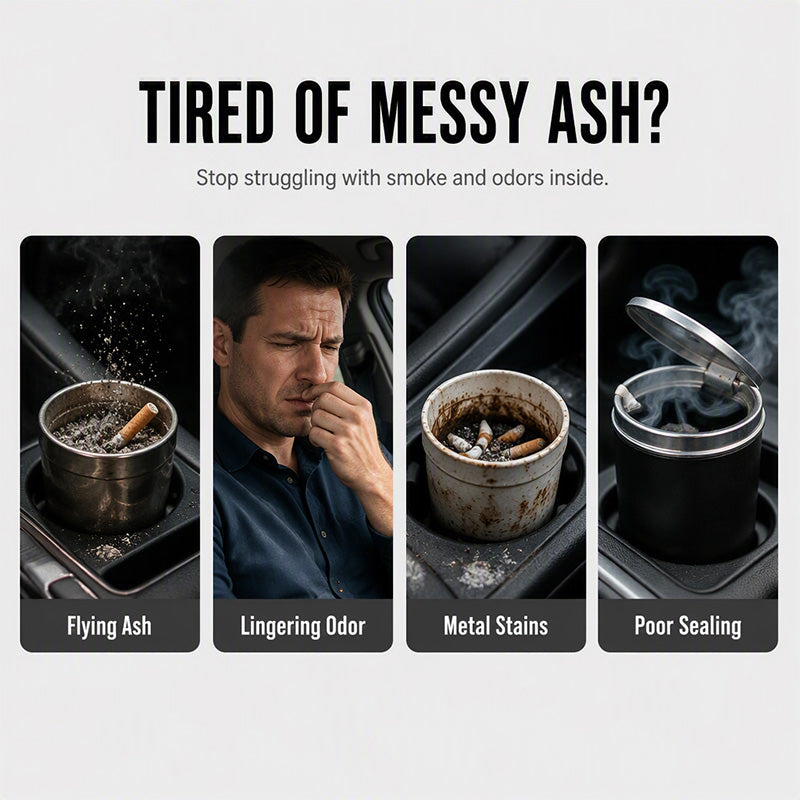 Contain Ash Instantly! No-Odor Rotating Ceramic Car Ashtray