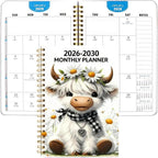 🐮 2026–2030 Monthly Planner ✨ Cute Highland Cow 5-Year Calendar | Large Monthly Blocks for Long-Term Planning