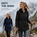 🌧️ Rain-Ready Comfort | Women's Water-Resistant Hooded Drawstring Jacket