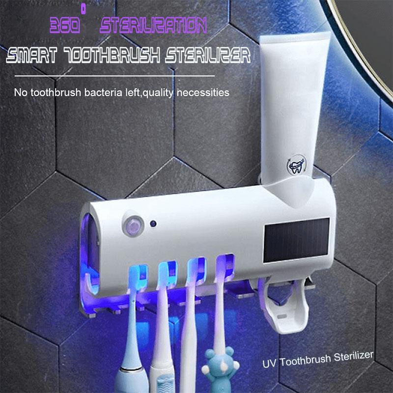 ✨ Wall-Mounted UV Toothbrush Sanitizer – 360° Sterilization, Human Induction & No-Drill Wireless Design – Cleaner Brushes, Fresher Bathroom