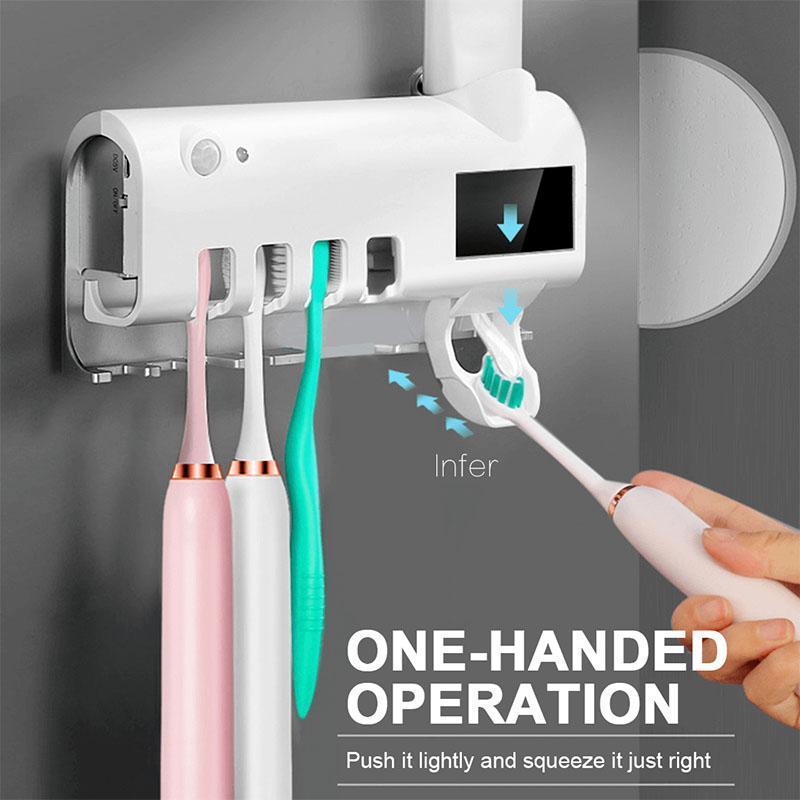 ✨ Wall-Mounted UV Toothbrush Sanitizer – 360° Sterilization, Human Induction & No-Drill Wireless Design – Cleaner Brushes, Fresher Bathroom