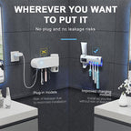 ✨ Wall-Mounted UV Toothbrush Sanitizer – 360° Sterilization, Human Induction & No-Drill Wireless Design – Cleaner Brushes, Fresher Bathroom