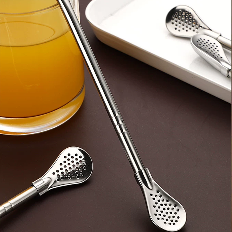 🥤 2-in-1 Stainless Steel Straw Spoon – Stir, Sip & Filter Easily ✨